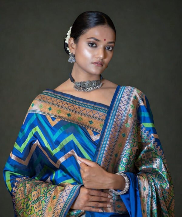 Saree Katan Silk Zig Zag – ANJORA